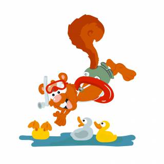 Alpini geht schwimmen