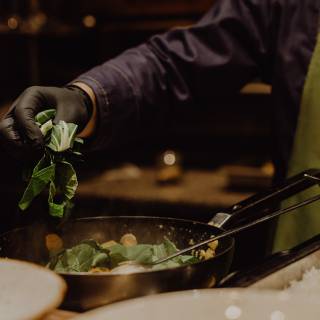 Fresh salad being prepared at Mia Alpina