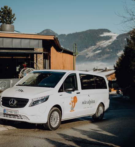 Mia Alpina Transporter vor dem Hotel