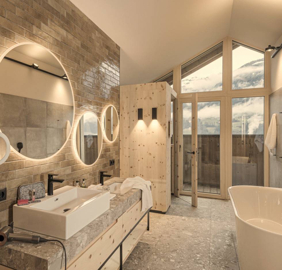 Badezimmer der Suite im Mia Alpina